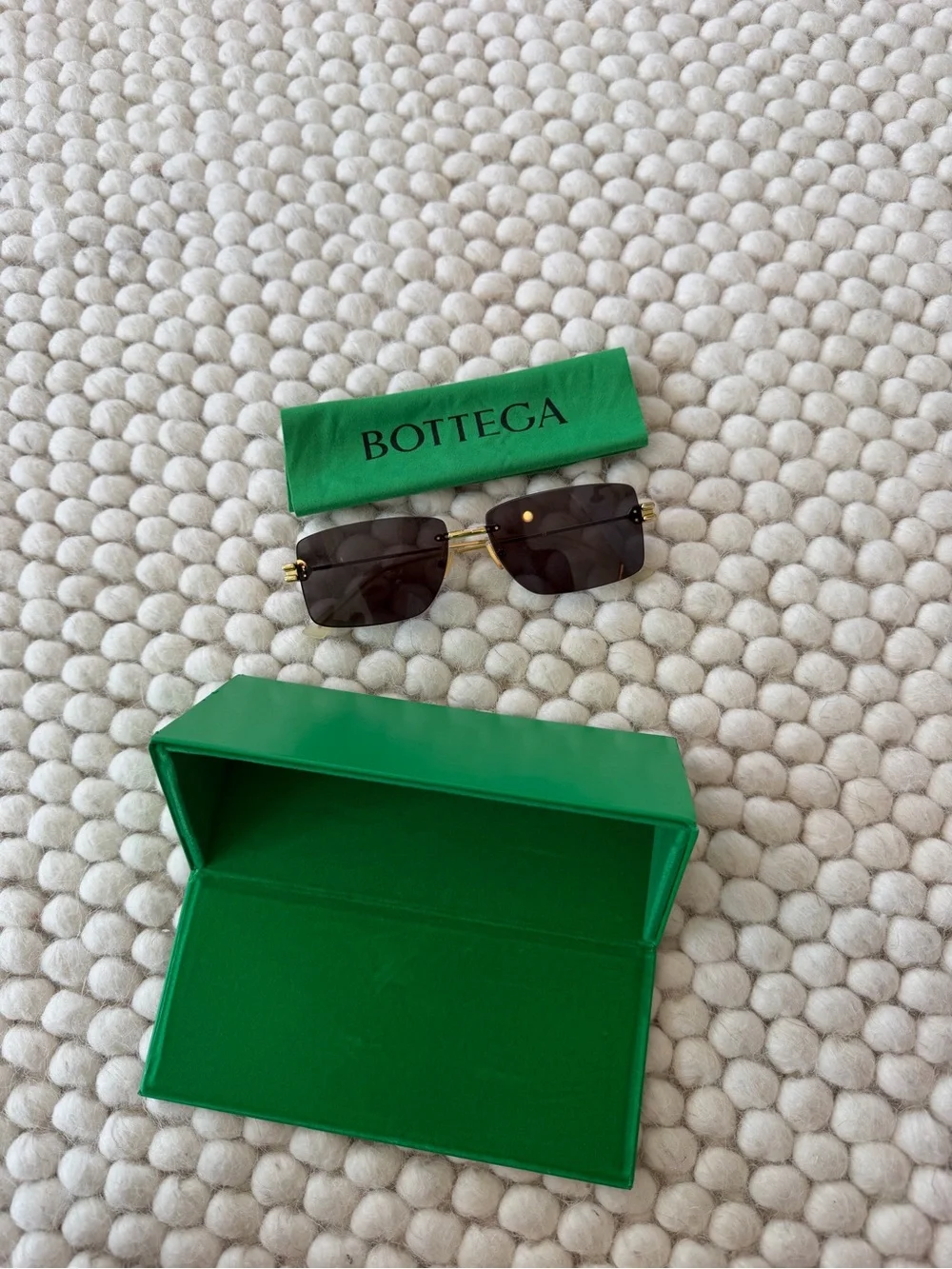 Bottega Veneta Black Lens Sunglasses with Gold Frame